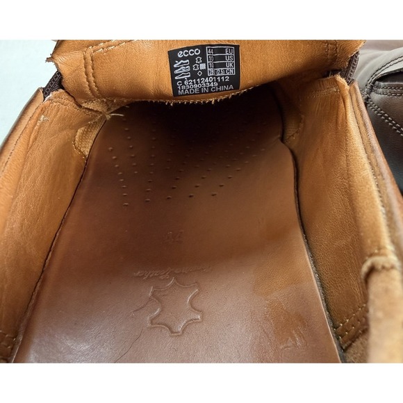 Ecco Holton Shoes Mens Loafer Brown Leather Apron Toe Comfort Slip On Size 10 - Picture 7 of 14